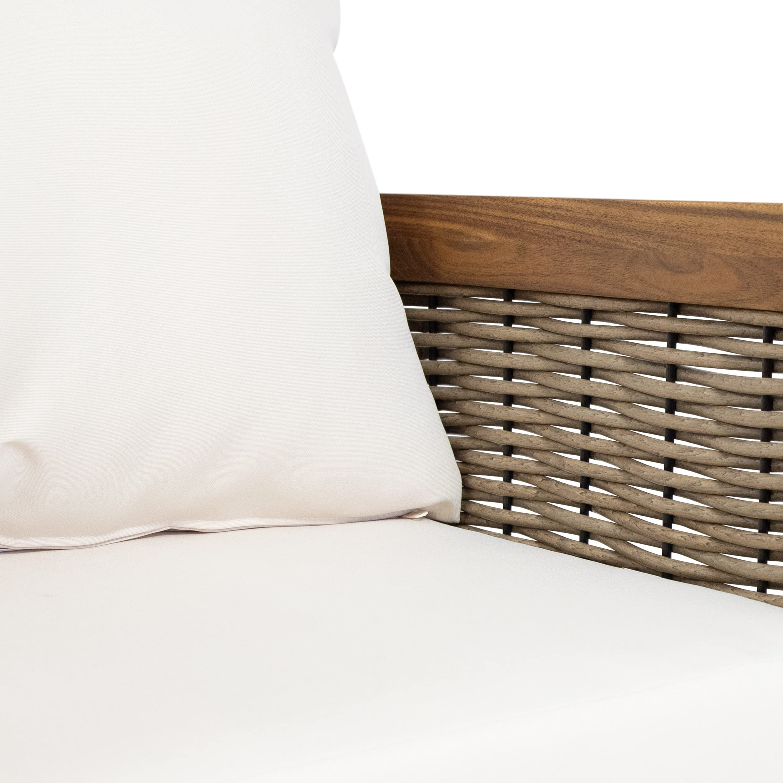 Burchett 4 Pcs Chat Set - Acacia Wood and Wicker