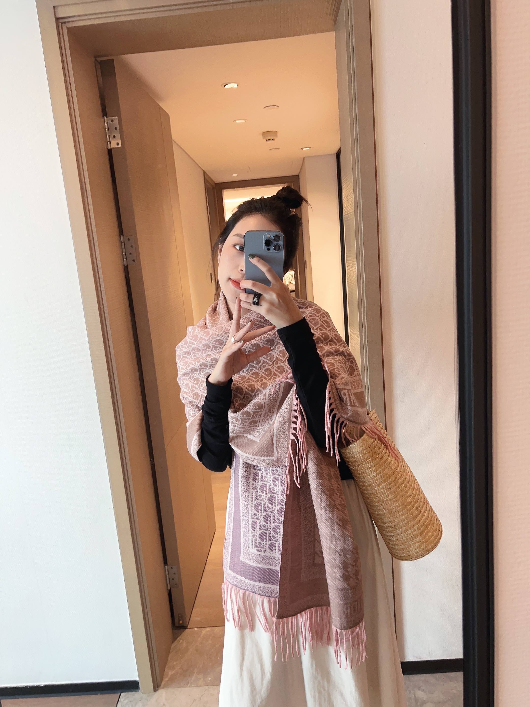 Dior Oblique Scarf Grey and Pink Design C