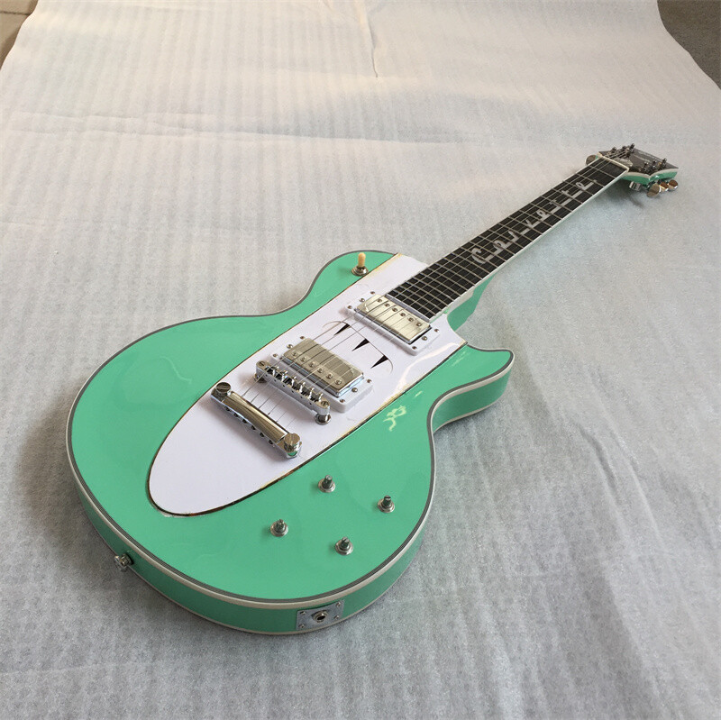 New Light Green Corvette LP Electric Guitar 6String Solid Body Chrome Hardware