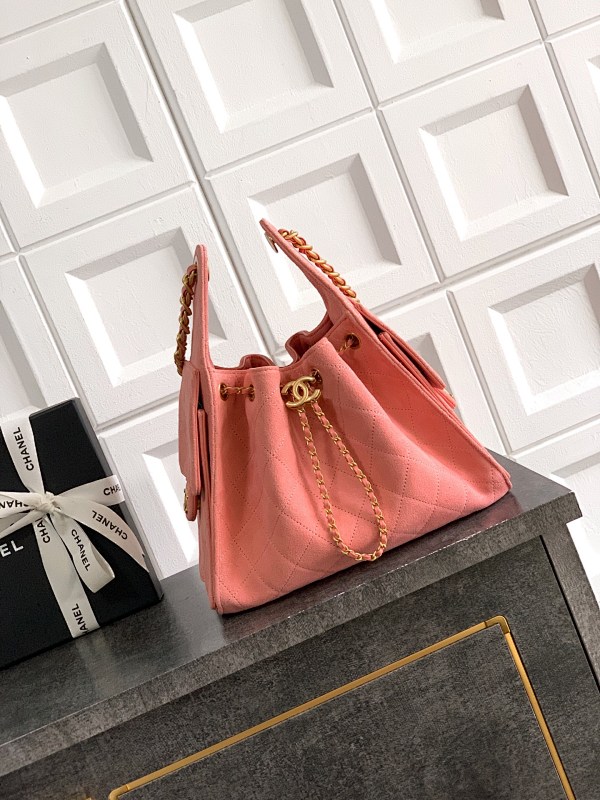 Chanel Drawstring Bucket Bag Coral Large