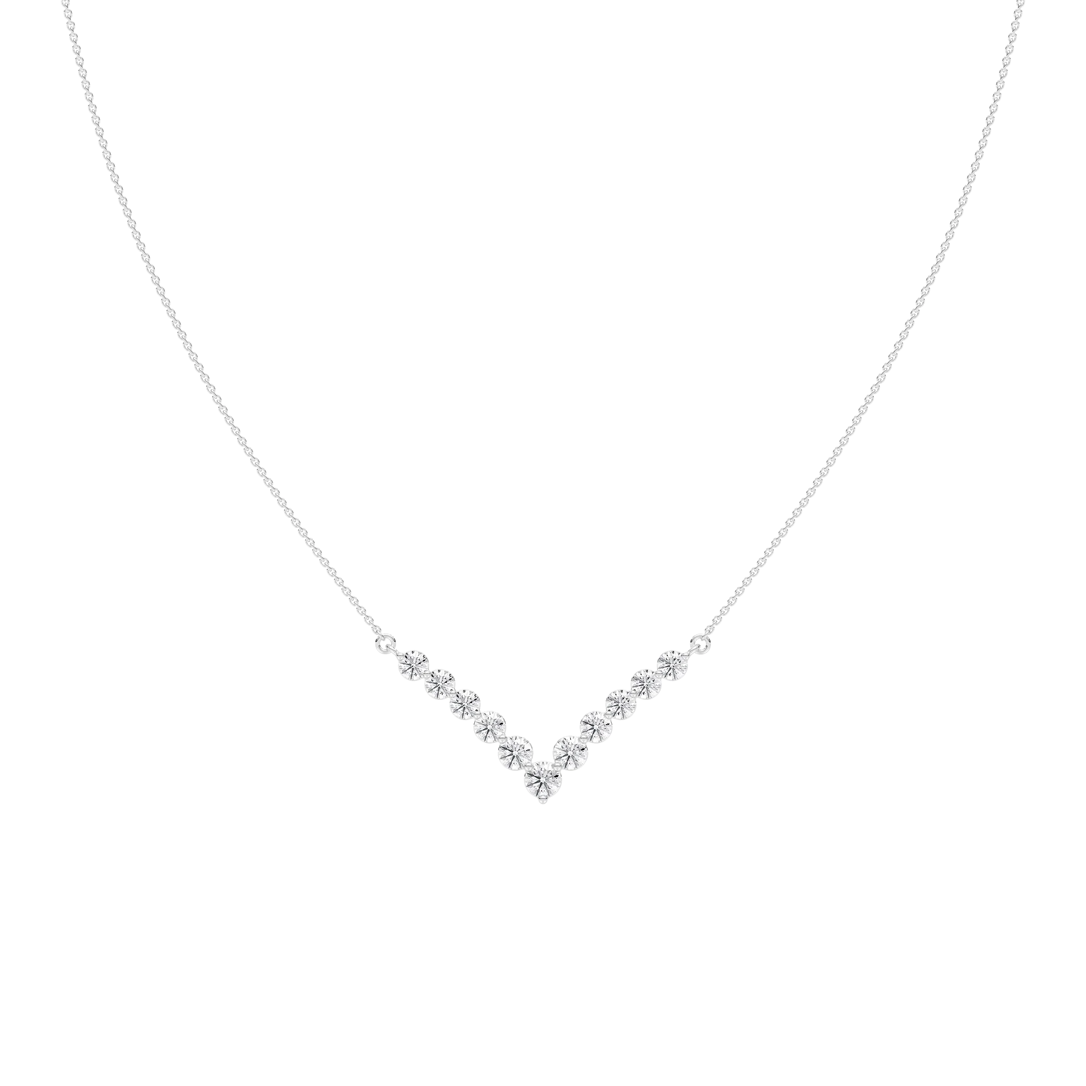 2 ctw Round Lab Grown Diamond Radiant Chevron Necklace - 18 Inches