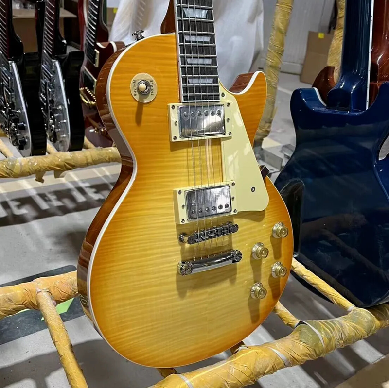 Lp Electric Guitar Flame Maple Top Mahogany Body Rosewood Fretboard