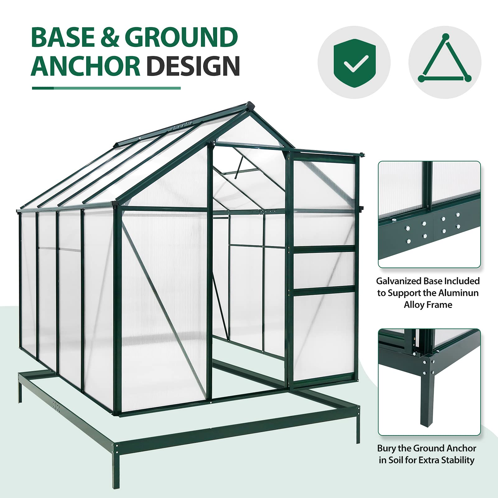 6' x 8' x 7' Walk-in Hobby Greenhouse with Sliding Door