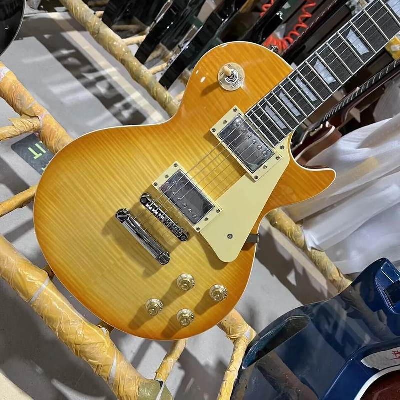 Lp Electric Guitar Flame Maple Top Mahogany Body Rosewood Fretboard