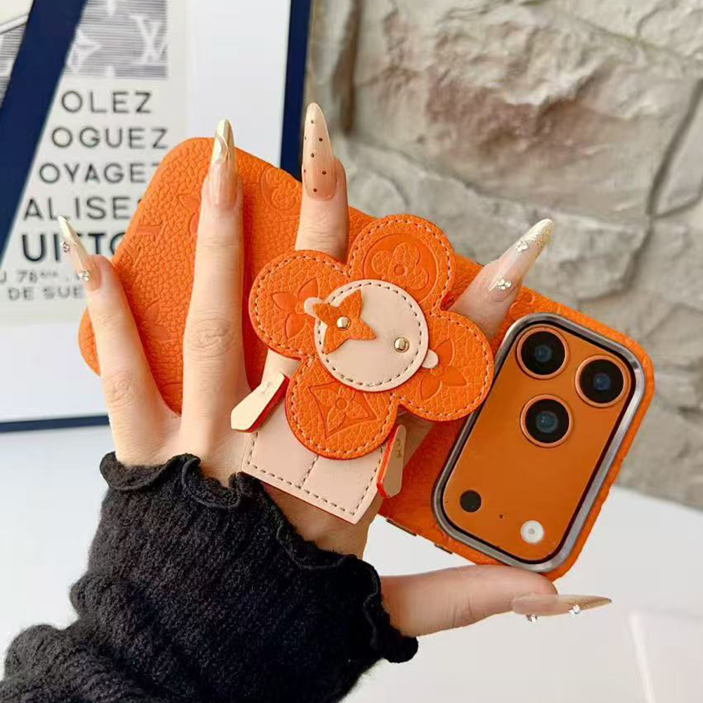 LV Monogram Cute 3D Vivienne Doll Card Holder Stand Luxury Phone Case