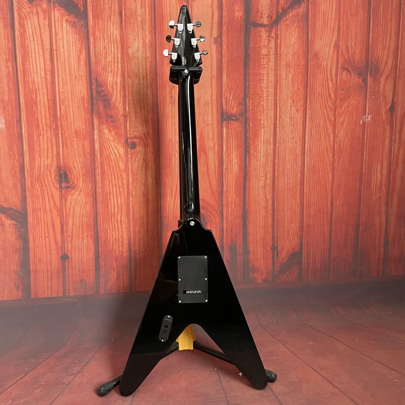 Black Flying V Electric Guitar Solid Body Mahogany Body FR Bridge Active Pickups