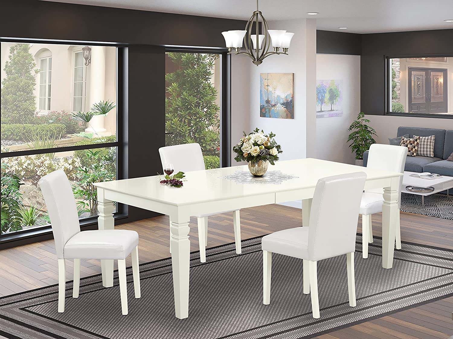 5Pc Rectangular 66/84 Inch Table with 18