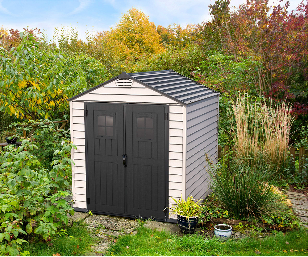 7x7 PLUS Plastic Garden Shed with Heavy-Duty Plastic Floor &