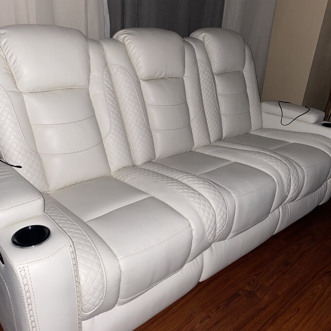 85.25'' Wide Home Theater Sofa with Cup Holder