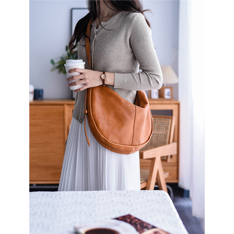 Crescent Leather Hobo Bag