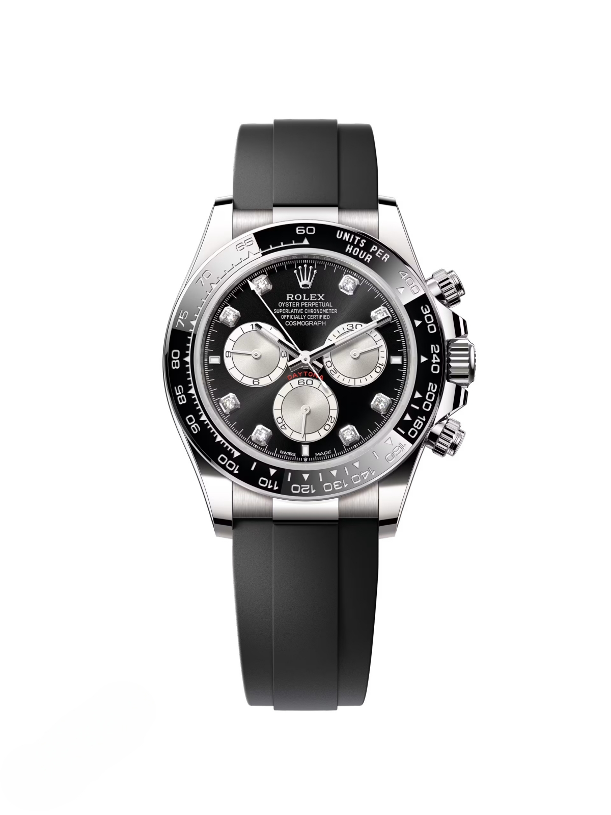 【Super Clone】Daytona White Gold / Ceramic / Black / Diamond-Set / Oysterflex  m126519ln-0004