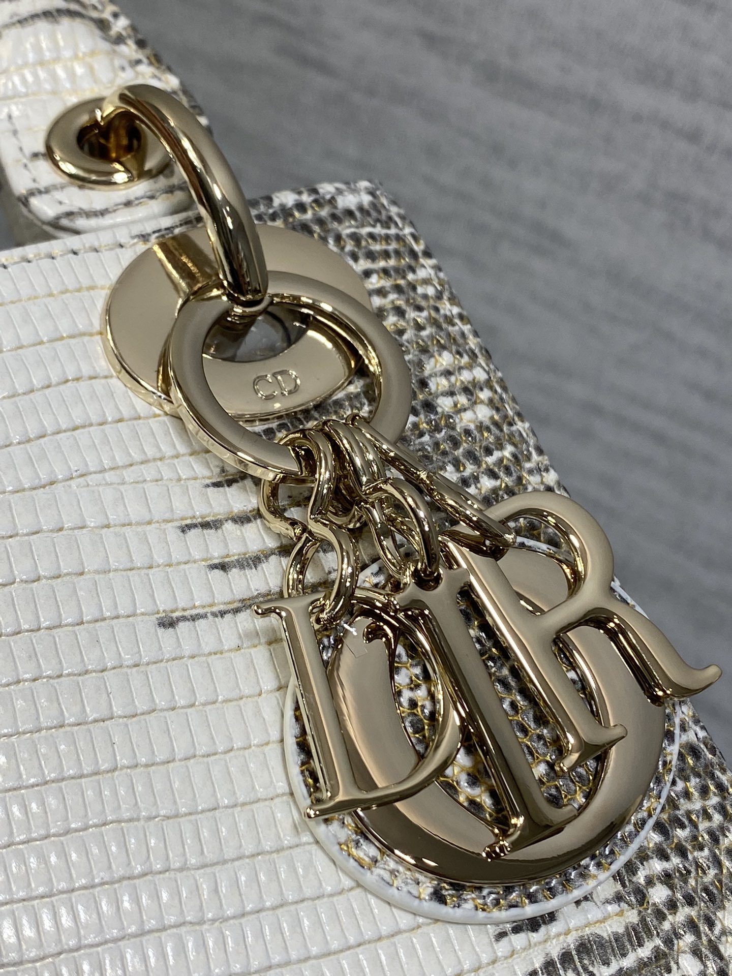Dior Lady Mini White Cannage Charm Bag