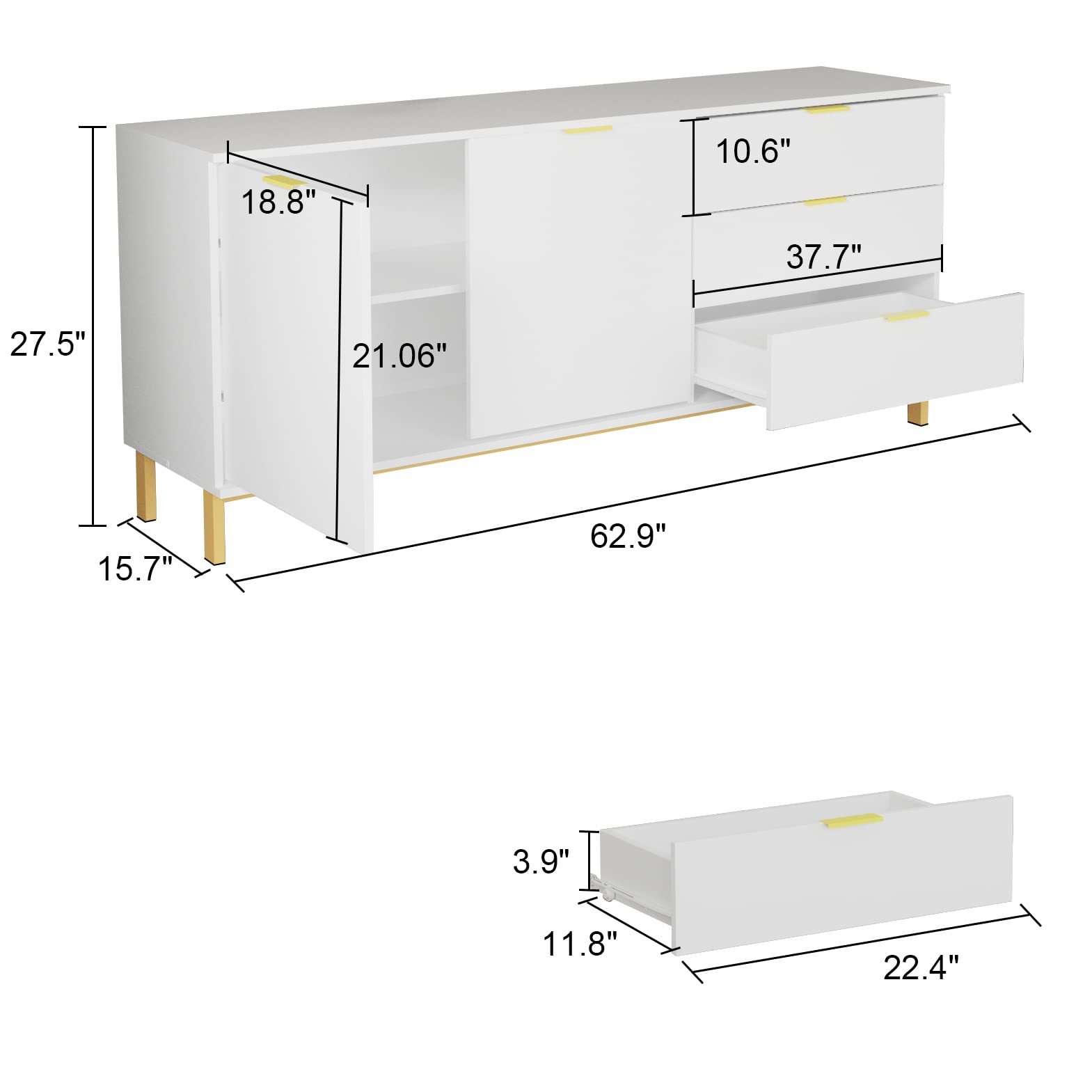 Buffet Drawers & 2 Doors Storage