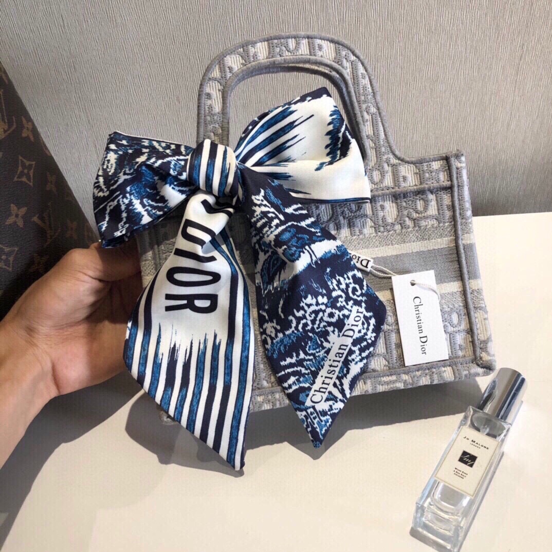 Dior Logo Stripe Mitzah Scarf Navy and Green product images