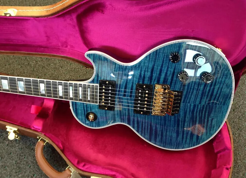 Alex Lifeson Peacock Flame Maple Electric Guitar Floyd Rose Tremolo