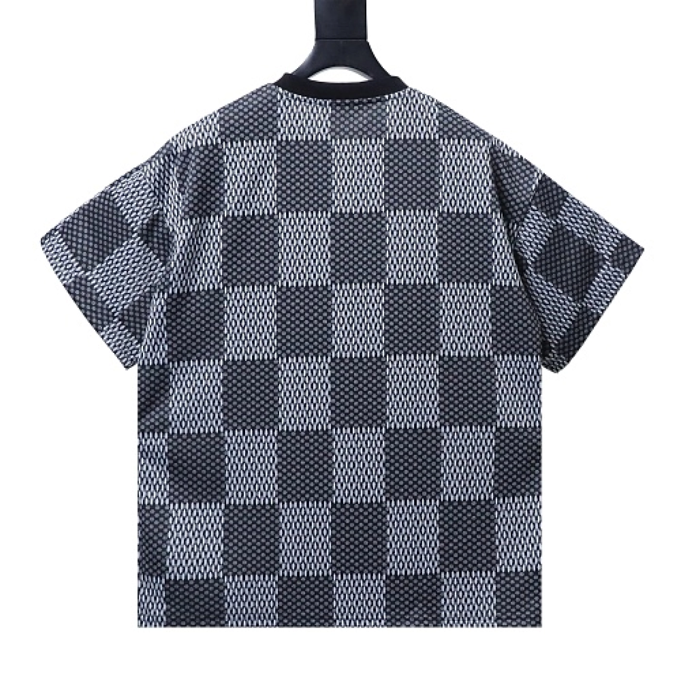 Louis Vuitton Rhinestone Letter Logo Checkerboard T-Shirt Black