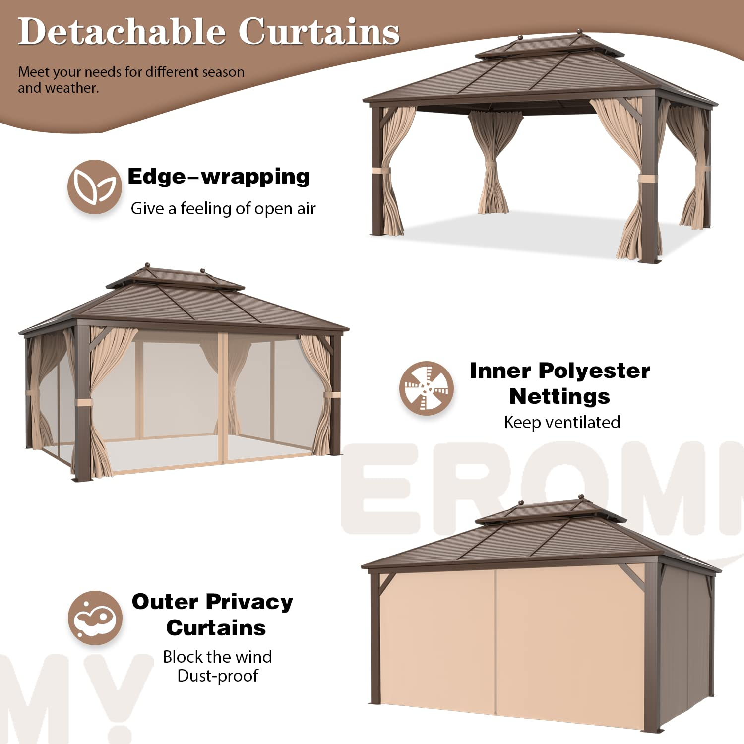 Hardtop Gazebo Galvanized Steel Gazebo Canopy for Garden