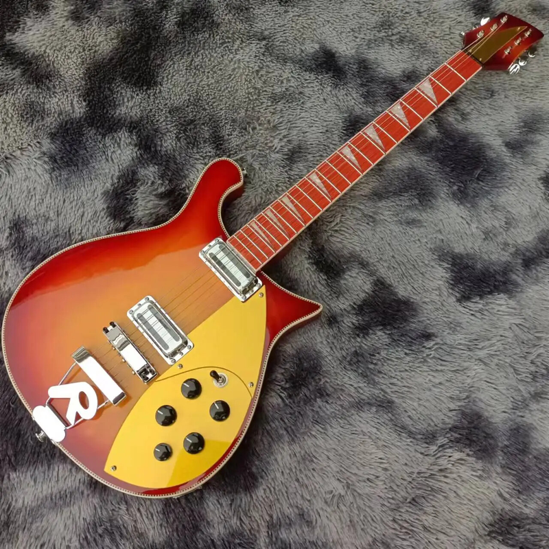 6Strings Electric Guitar Semi-Hollow Cherry White Binding