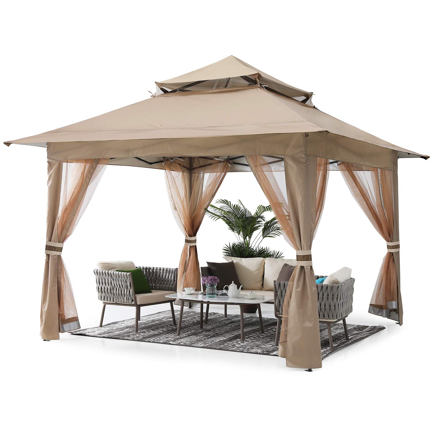 13'x13' Gazebo Tent Pop up Gazebo Canopy Shelter with Nets