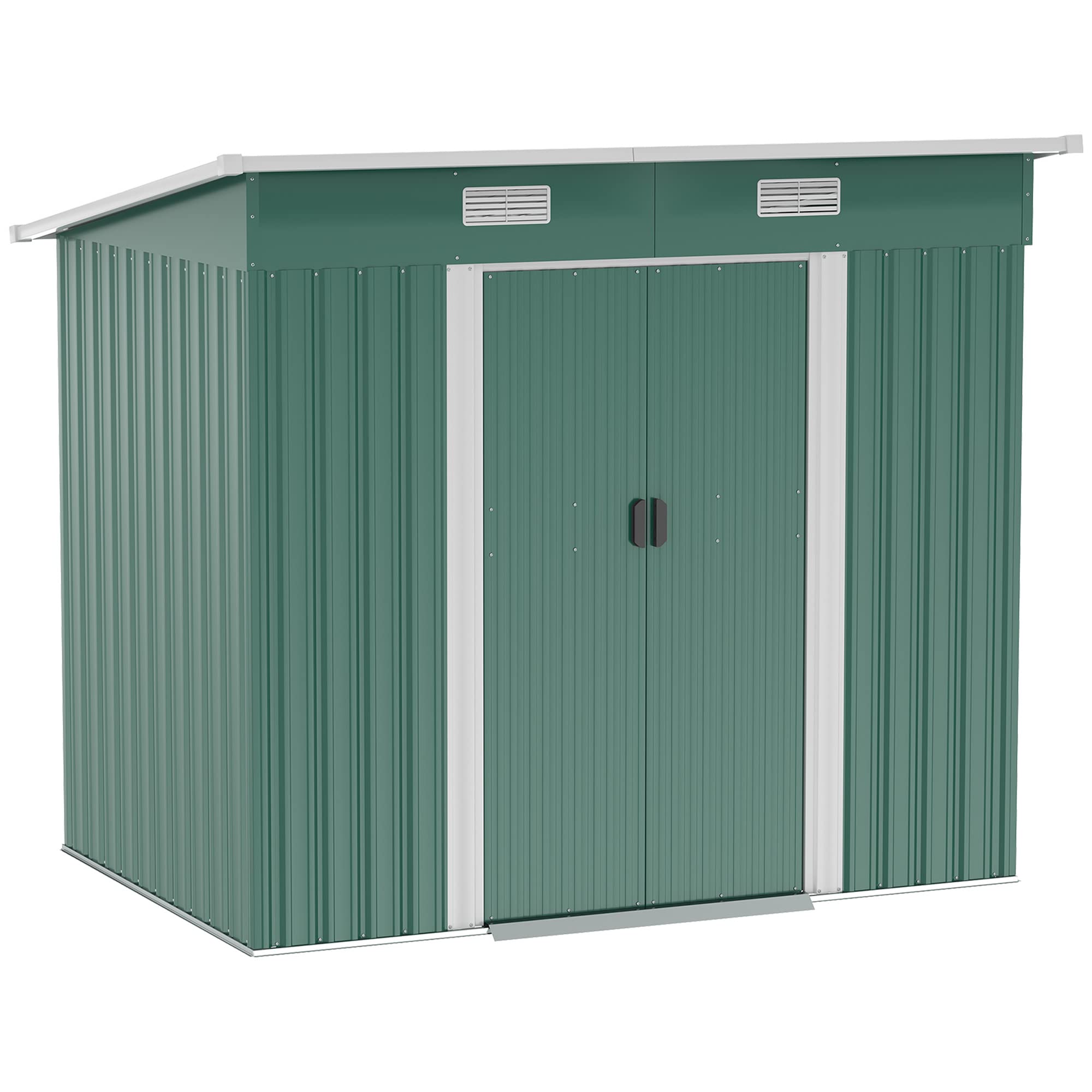 7'x 4' metal storage lockable shed tool storage unit, green