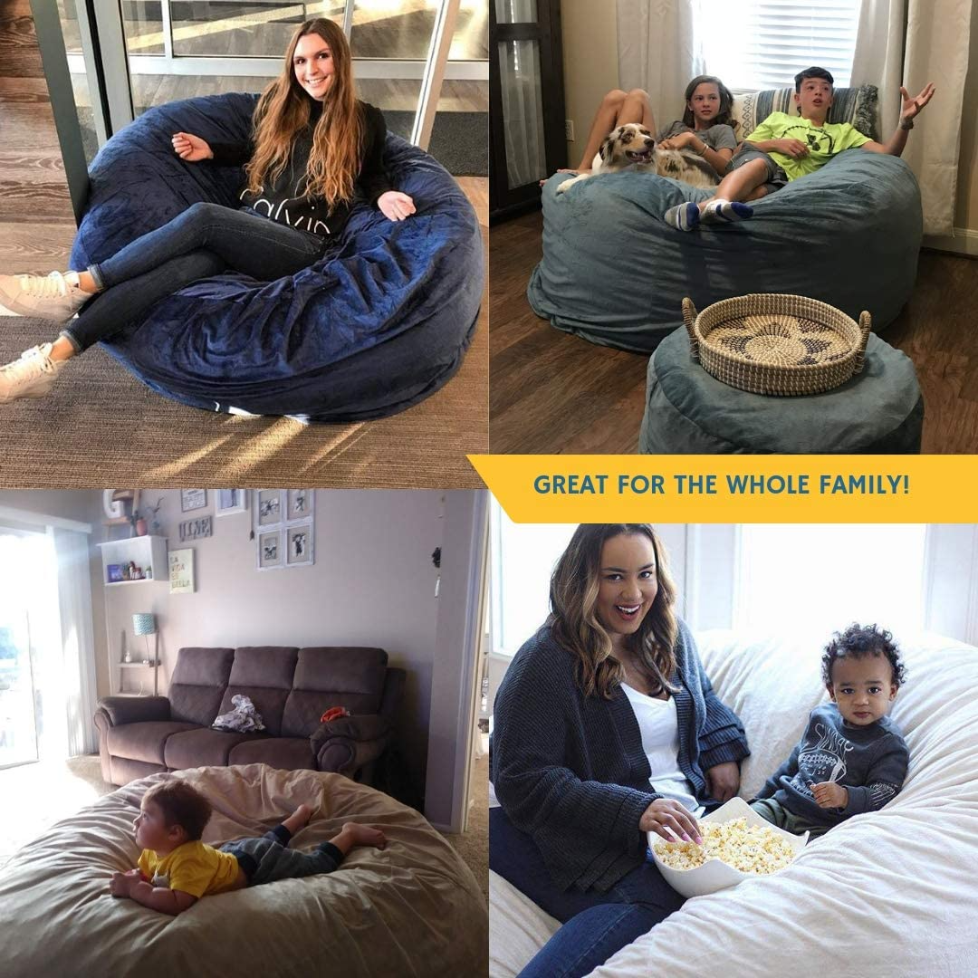6000 Bean Bag Chair withFootstool: Giant Foam-Filled Furniture