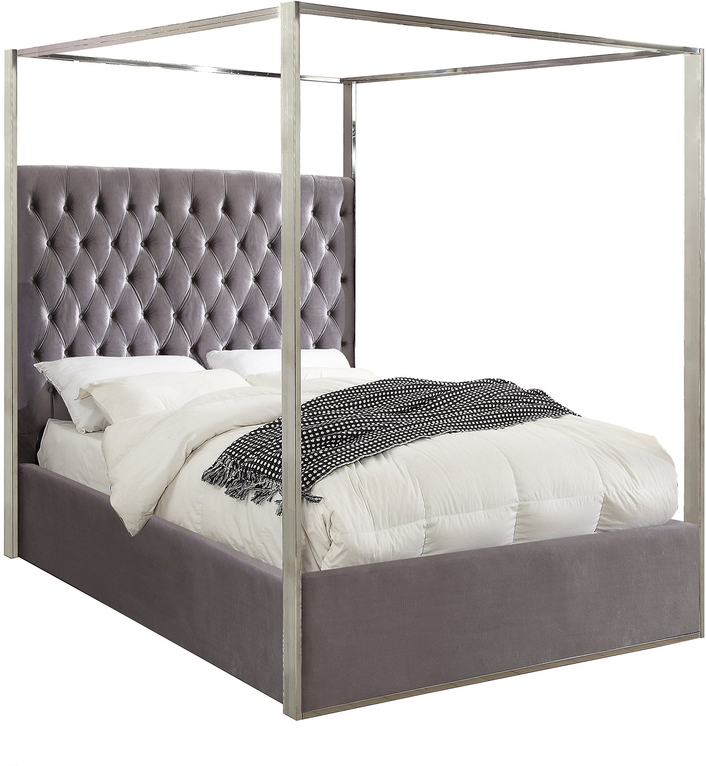 Contemporary Velvet Upholstered Bed with Deep Detailed Tufting