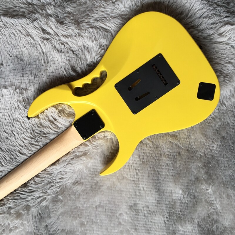 Hot Sale Yellow Electric Guitar Solid Body Maple Fretboard HSH Pickups FR Bridge