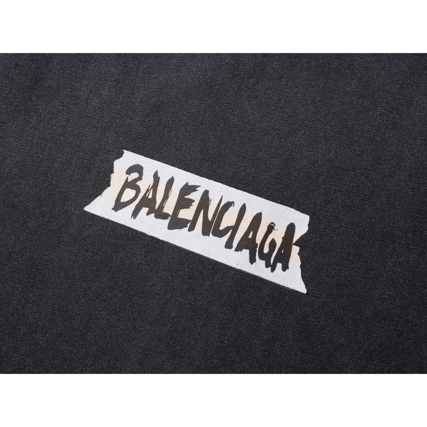 Balenciaga Masking Tape Printed Washed Distressed T-shirt Black/White/Olive Green
