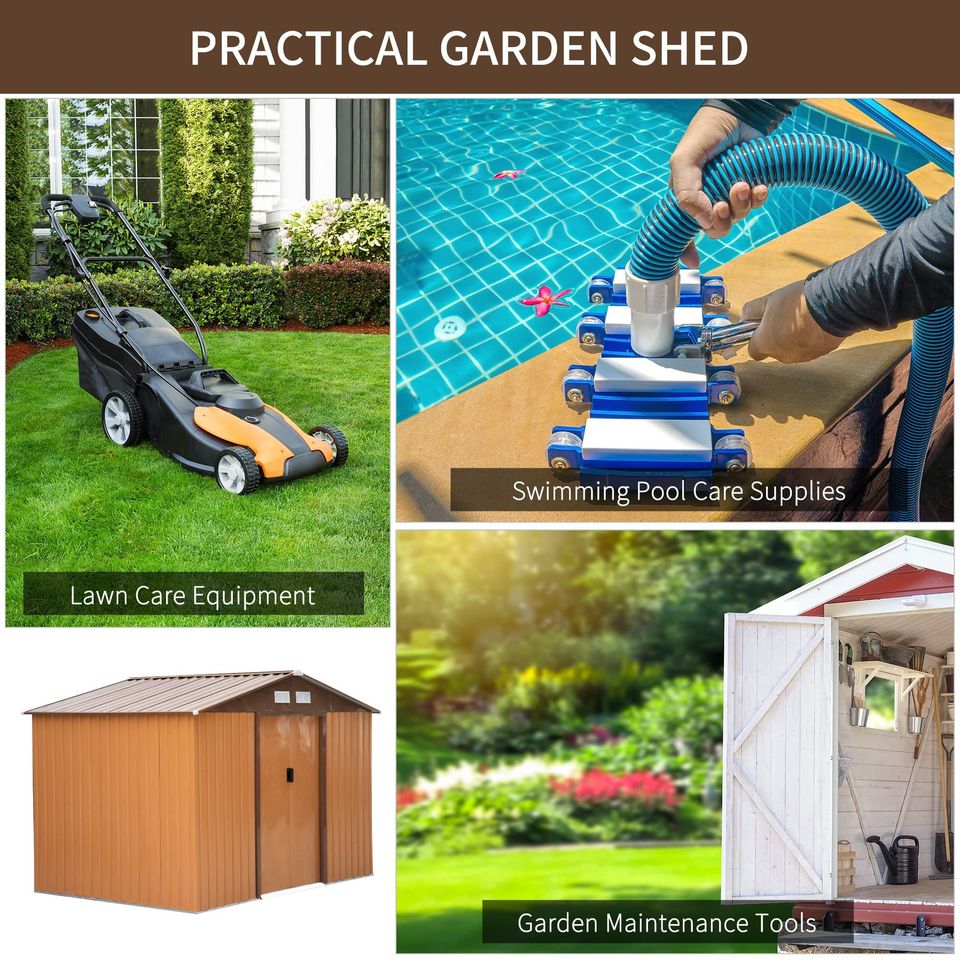 Outdoor garden storage shed Metal tool storage double doors