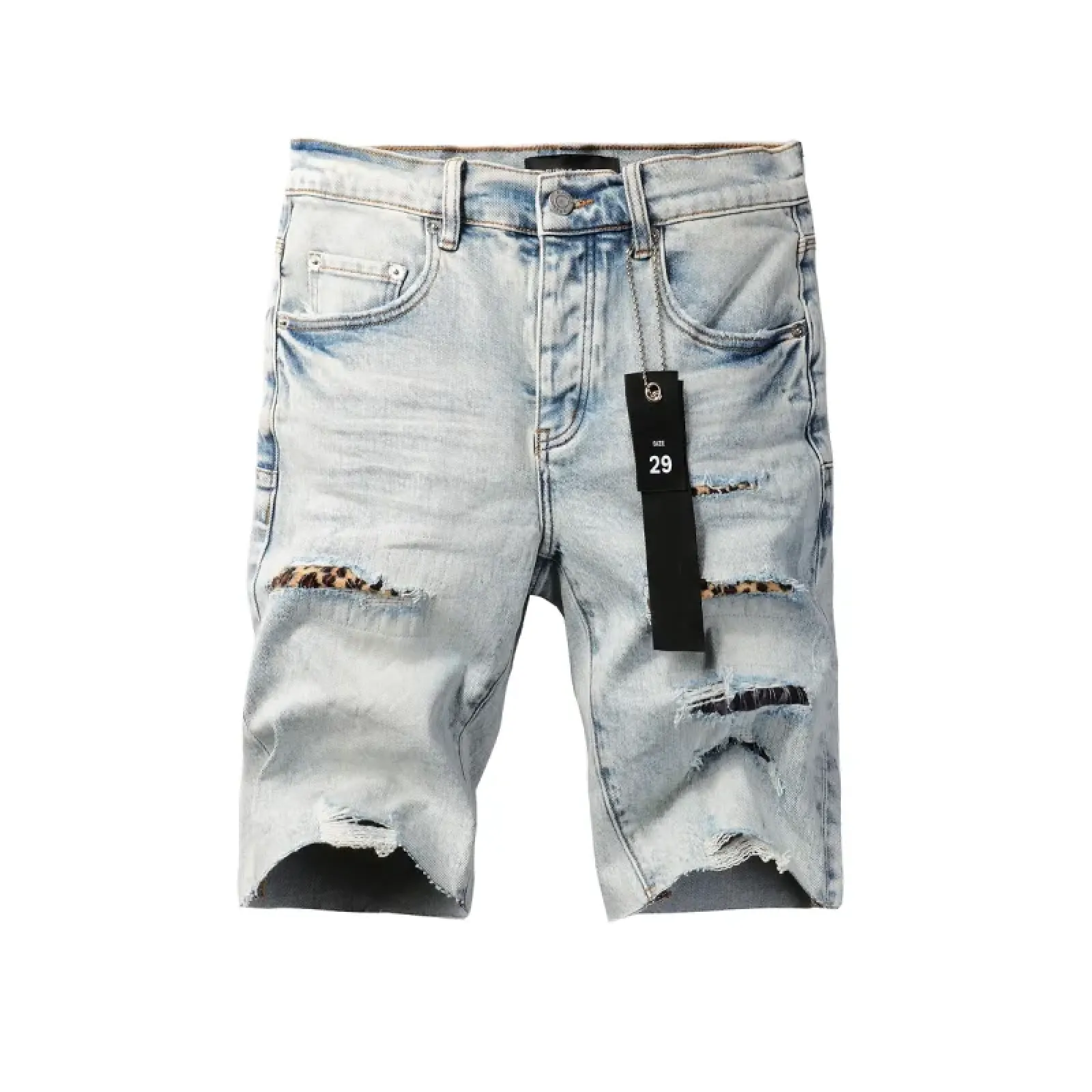 Hellstar No Guts No Glory T-Shirt White + Purple Brand Denim Shorts KB5026