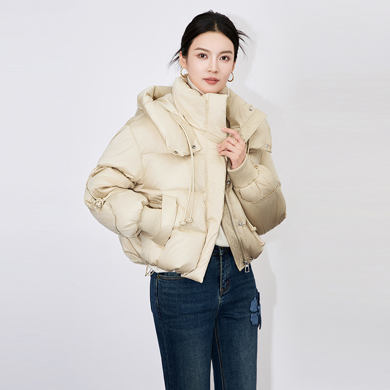 Women's Thiened High Fluffy ort Puffer Jaet mat Sle Casual Versatile Bubble Coat Windproof Warmth