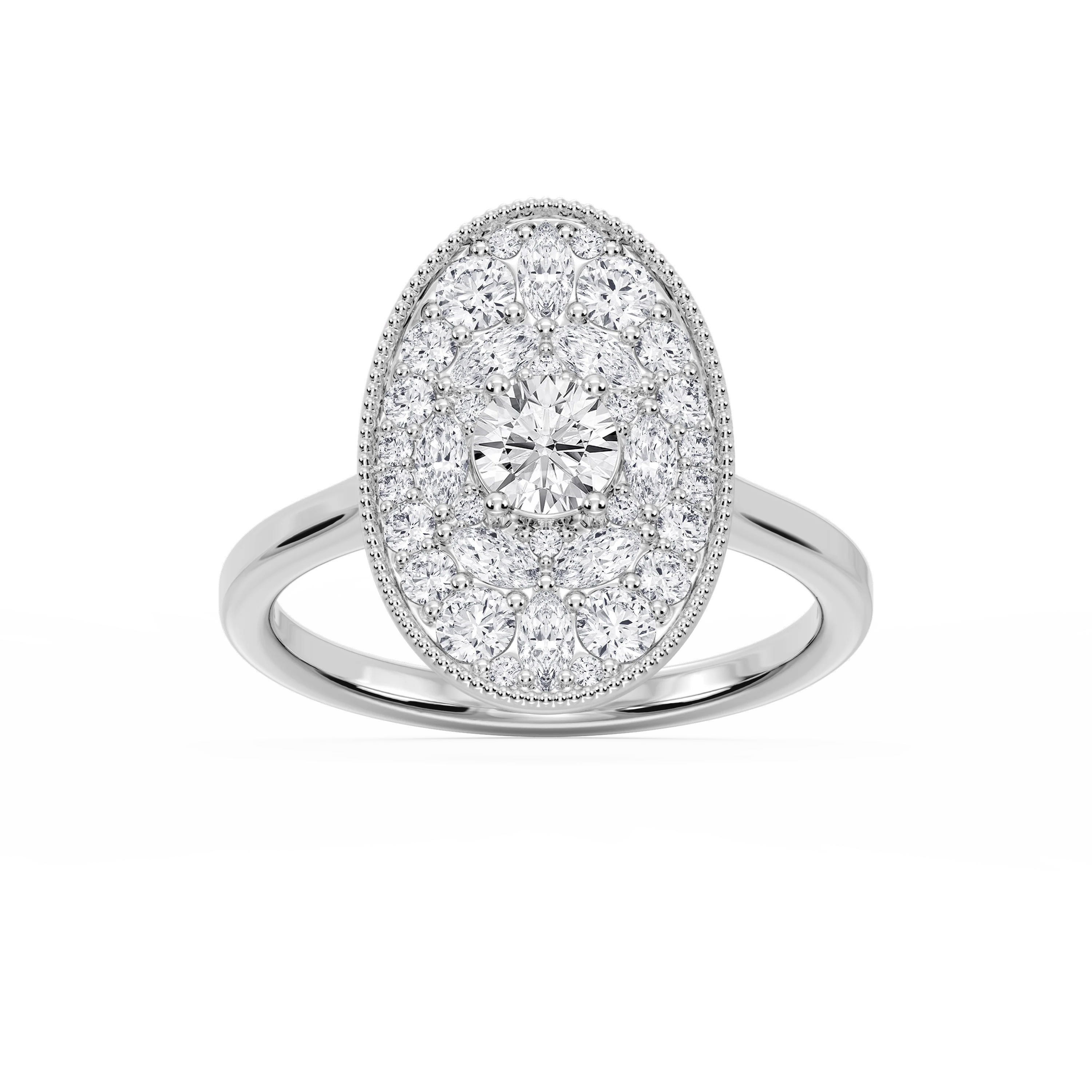 Chandler 1 ⅕ ctw Round and Marquise Lab Grown Diamond Multi Shape Halo Vintage Promise Ring