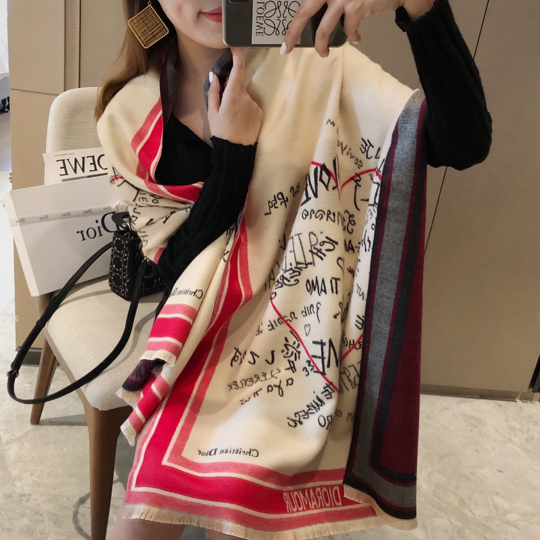 Dior Map Print Scarf Red product images