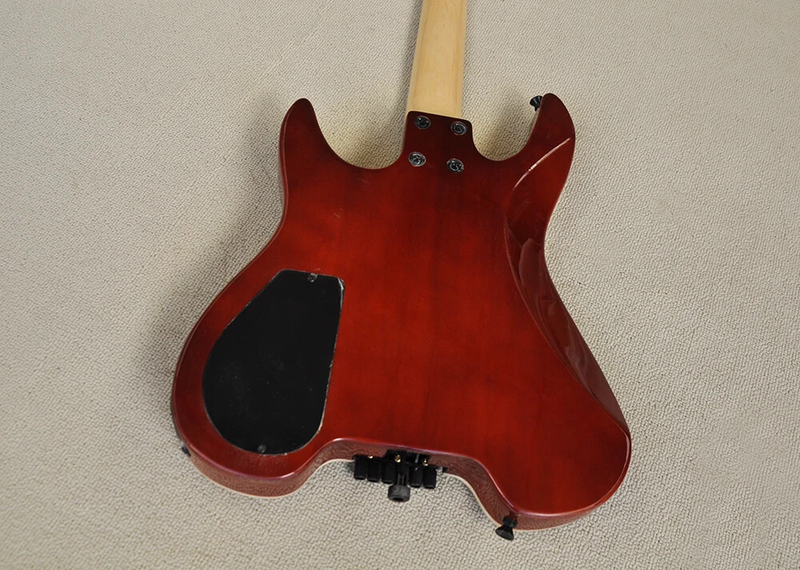 New Red Headless Electric Guitar with Abalone Inlay, Rosewood Fretboard 6 strings