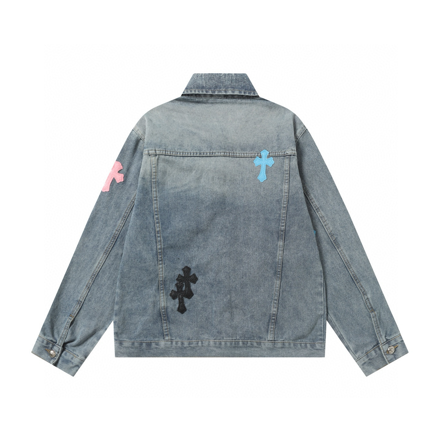 Chrome Hearts Multicolor Cross Patch Denim Jacket