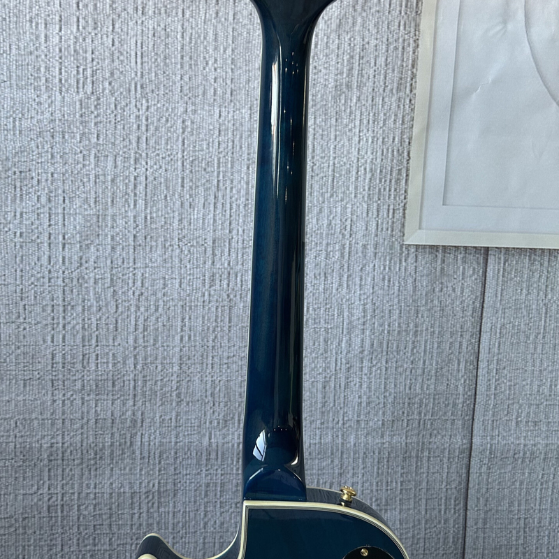LP Blue Electric Guitar Gold Parts Black Pickguard Fixed Bridge 6 Strings