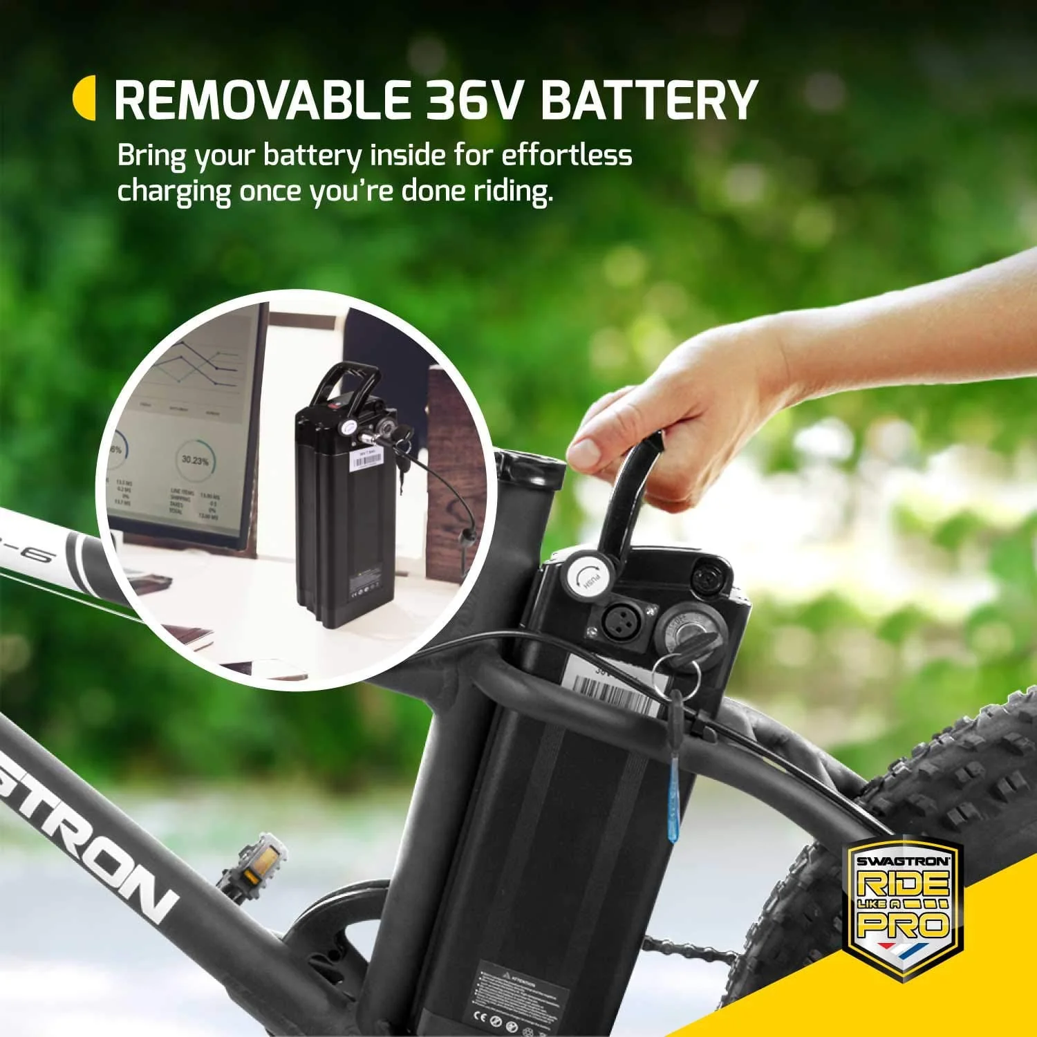 Swagtron EB6 20in Fat Tire Electric Bike, 350W, 36V, 7-Speed