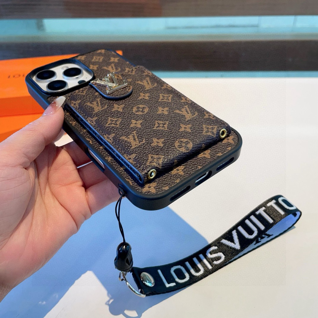 LV Classic Monogram Full Coverage Case - Top & Bottom Card Slots + Lanyard