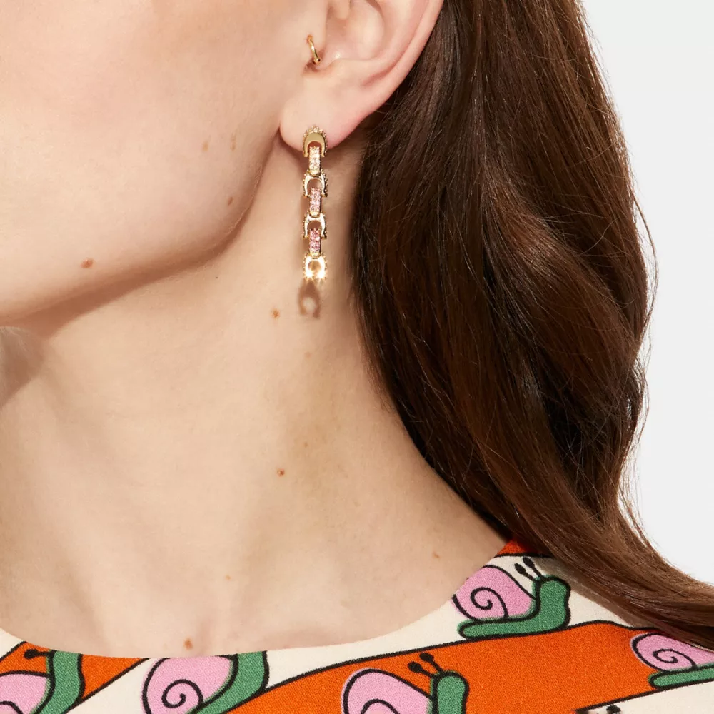 COAthtCH Pavé Signature Drop Earrings