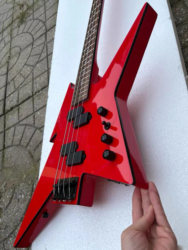 Unusual Shape 4 Strings Electric Bass Guitar Rosewood Fretboard Black Hardwares