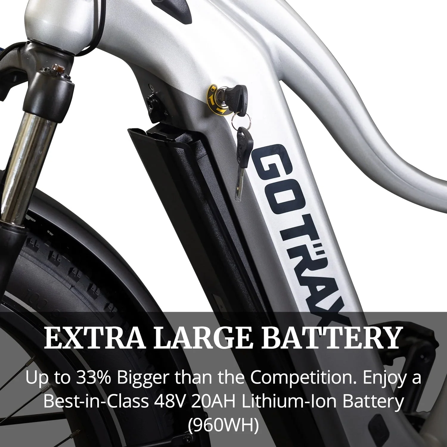 GOTRAX Tundra 26in Fat Tire Electric Bike, 750W, Silver