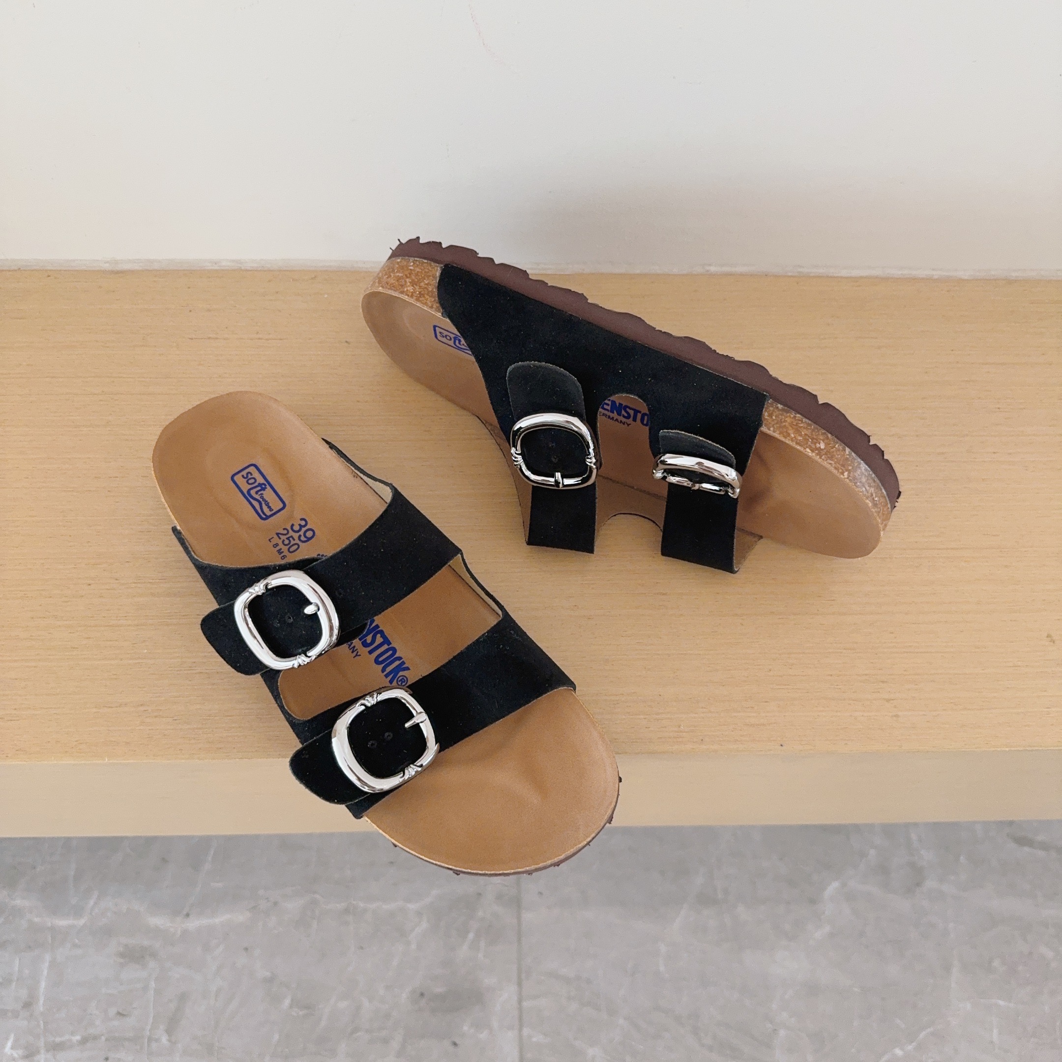 Birken-Style Two-Strap Sandals Cross Motif Collaboration Series