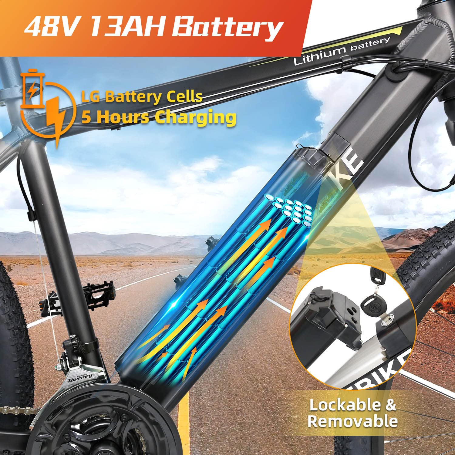 Electric Bike 750W 48V Mountain Ebikes 26