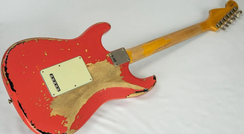 Michael Landau 1963 Heavy Relic Electric Guitar Fiesta Red over 3-Tone Sunburst