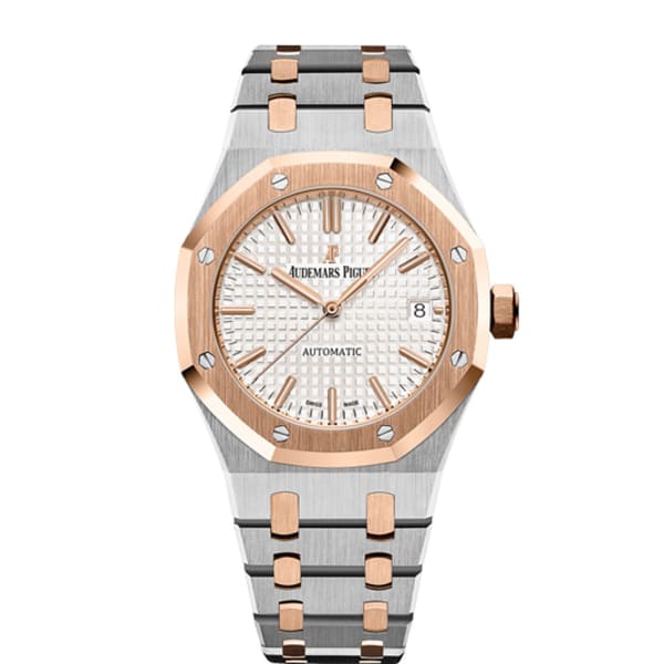 【Super Clone】Audemars Piguet Royal Oak Selfwinding Silver dial, 37mm, Steel and 18k Rose gold,