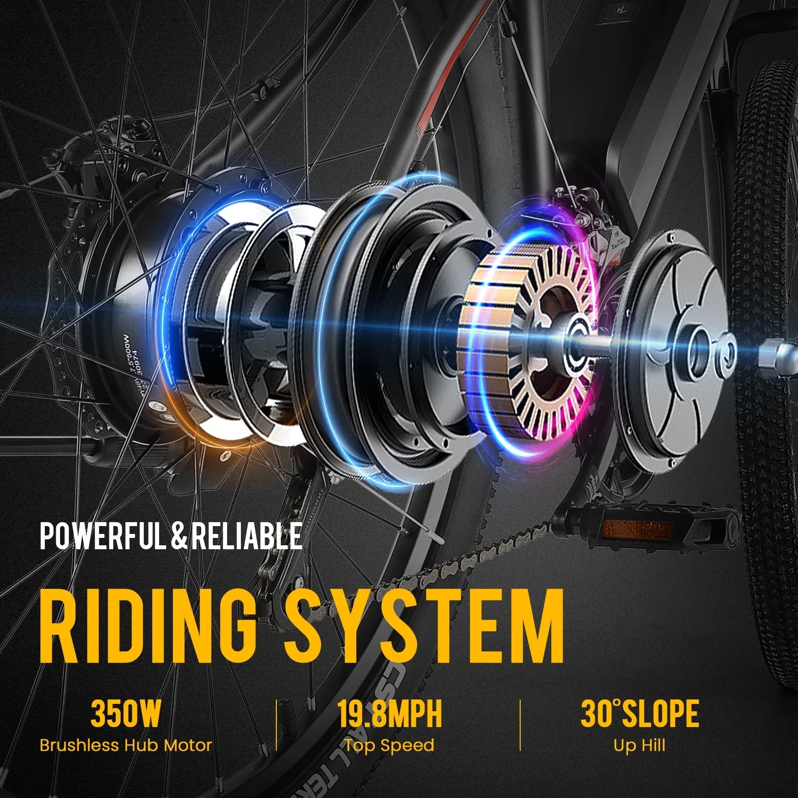 VIBESPARK 26in Electric Mountain Bike, 350W, 374.4Wh