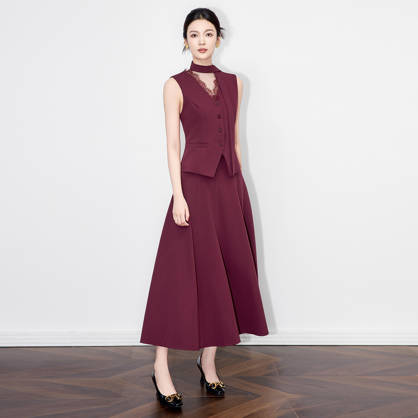 Summer Office Lady Combination V-Neck Vest Solid Jacket Separately Long Skirt Women Clothing