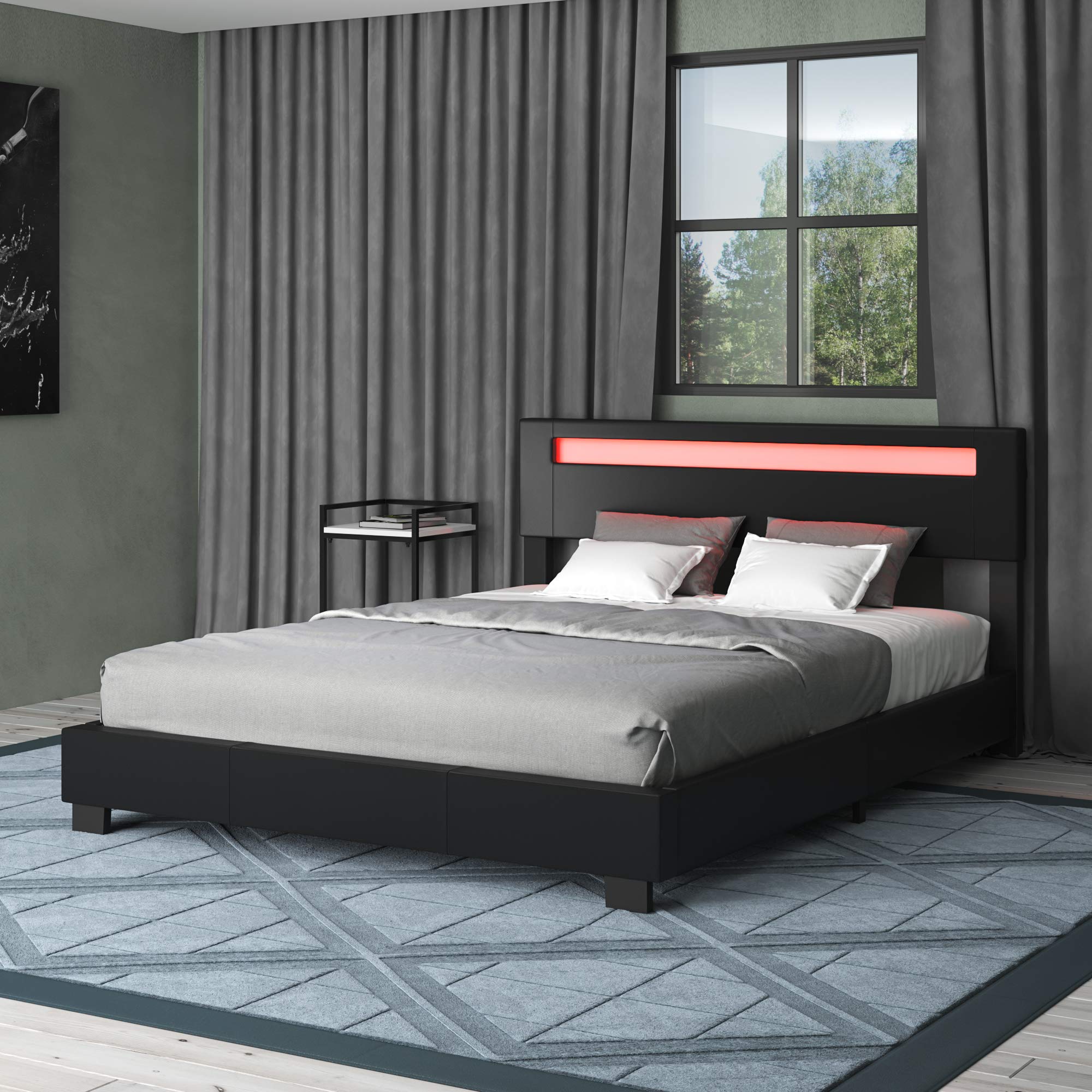 Pezzolla LED Bed - Contemporary Modern Low Profile Platform Bed