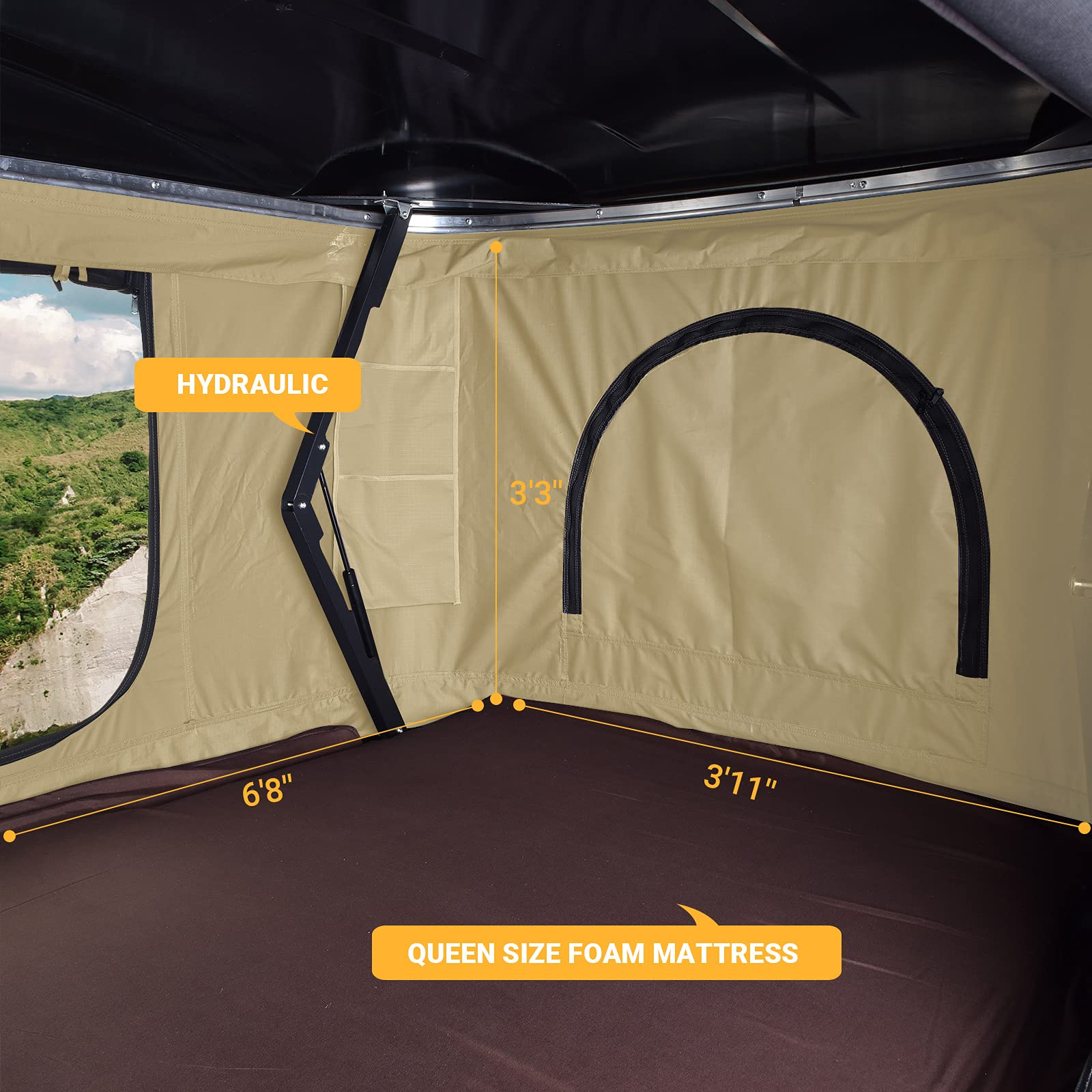 Rooftop Tent Hard Shell Tent for SUV Travel Pop-up Installation