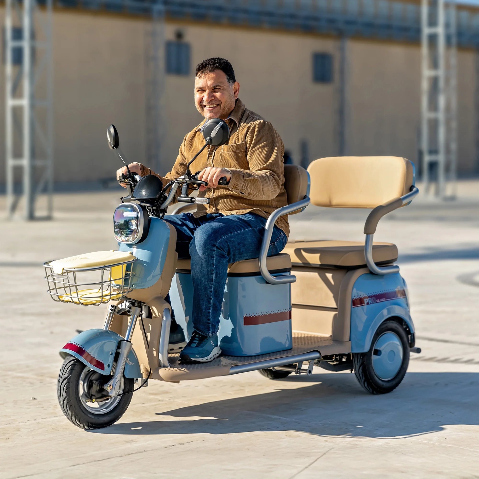 Massimo MGC Two-Seat 3-Wheel Electric Cart, Blue